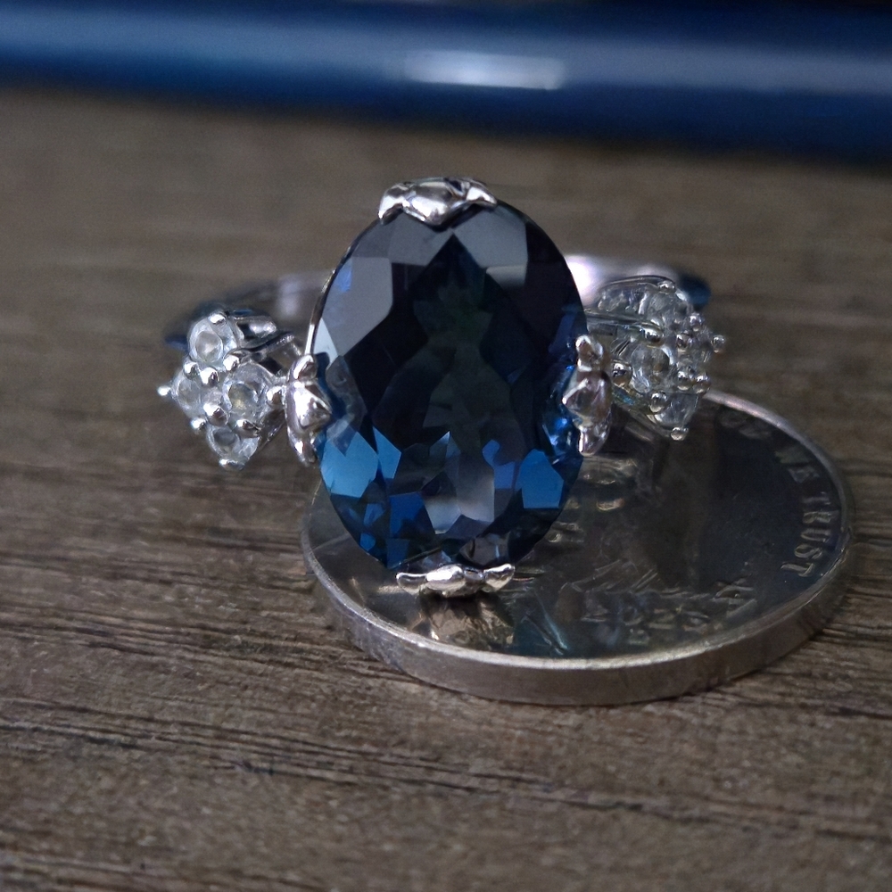 925 Sterling Silver London Blue Topaz Designer Signed RSI Size 10 Ring Thailand - Picture 11 of 16
